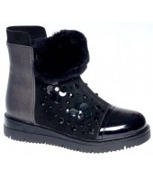 Сапоги детские Flois-Kids, иск. кожа, нат. мех, цвет черный, р-р 33-38 12 пар FL-A7195 SPZ 